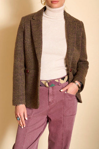 Blazer liso de espiga 