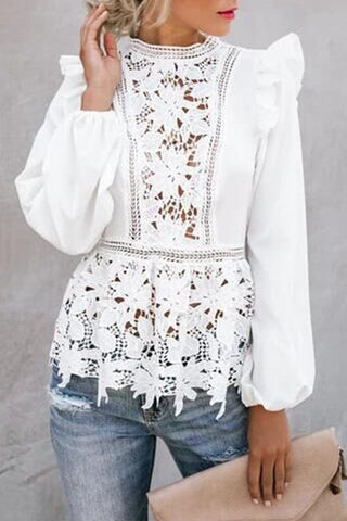 Tops de moda sexys de cuello redondo con retazos ahuecados y sólidos 