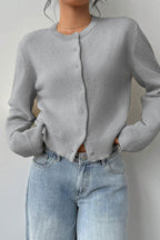 Lightweight Round Neck Button Cardigan