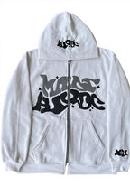 Gothic Punk Zip Print Loose Hoodie