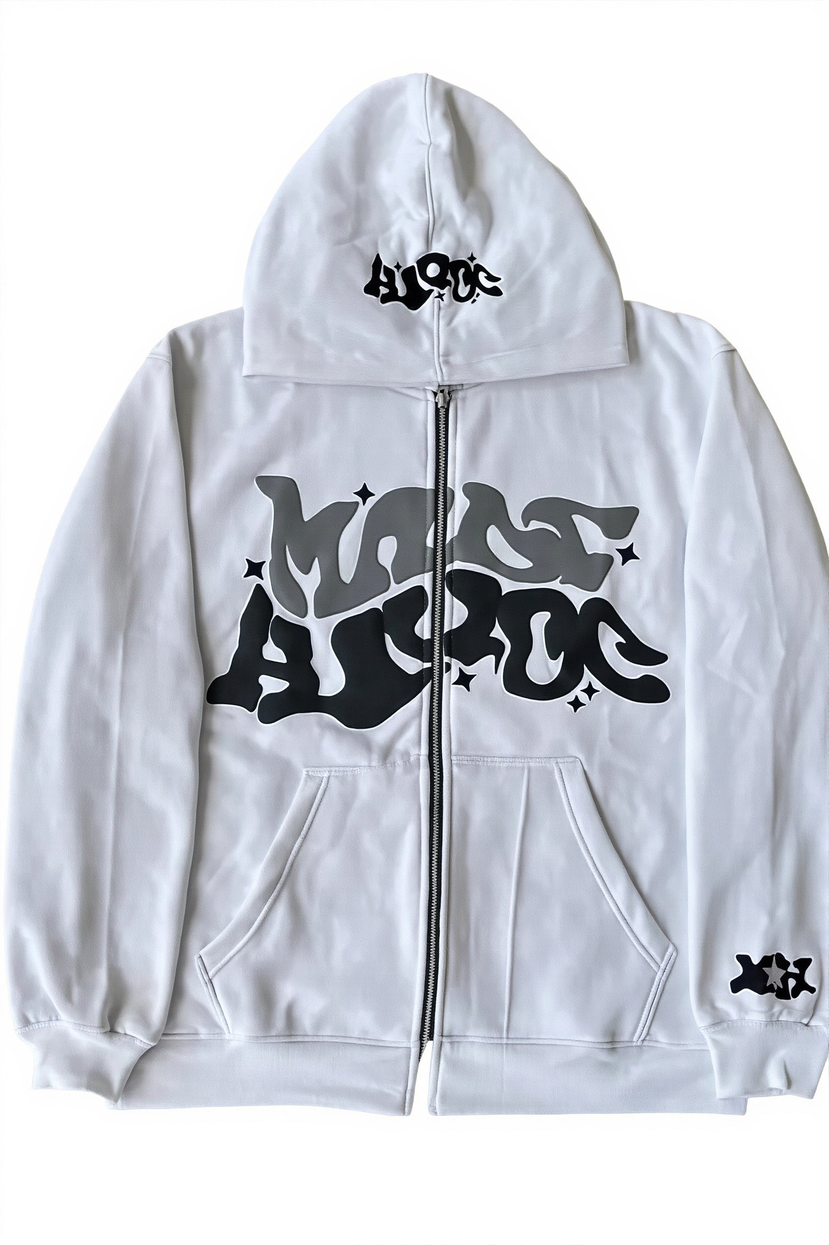 Gothic Punk Zip Print Loose Hoodie
