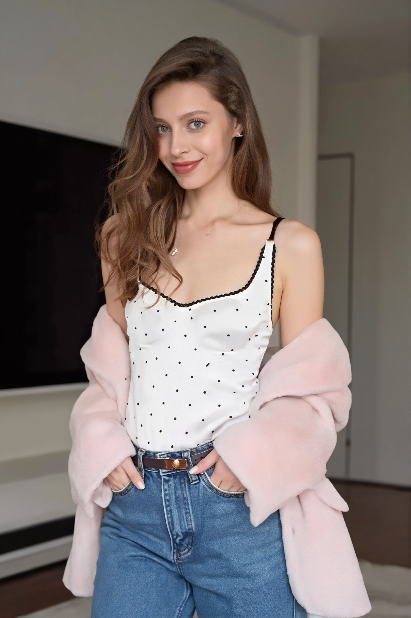 Polka Dot Off-Shoulder Tank Top