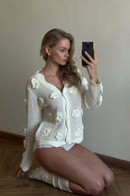 Crochet Rose Cutout Slim-Fit Blouse