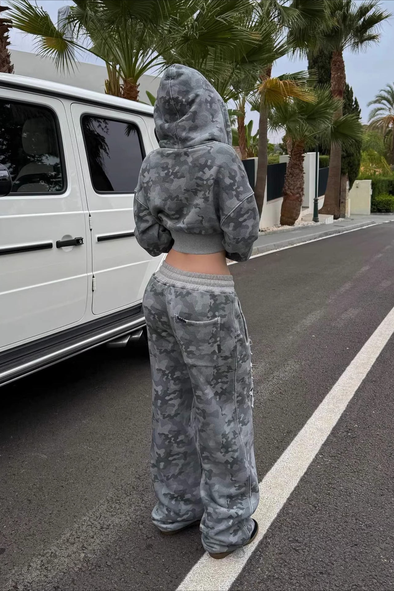 Pink Camo Zip Hoodie Two Piece Set