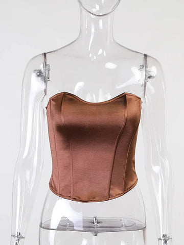 Tops de tubo sexis para mujer, lisos, sin mangas, ajustados, con corsé, top corto informal elegante de verano 2024, chaleco sin tirantes para mujer 