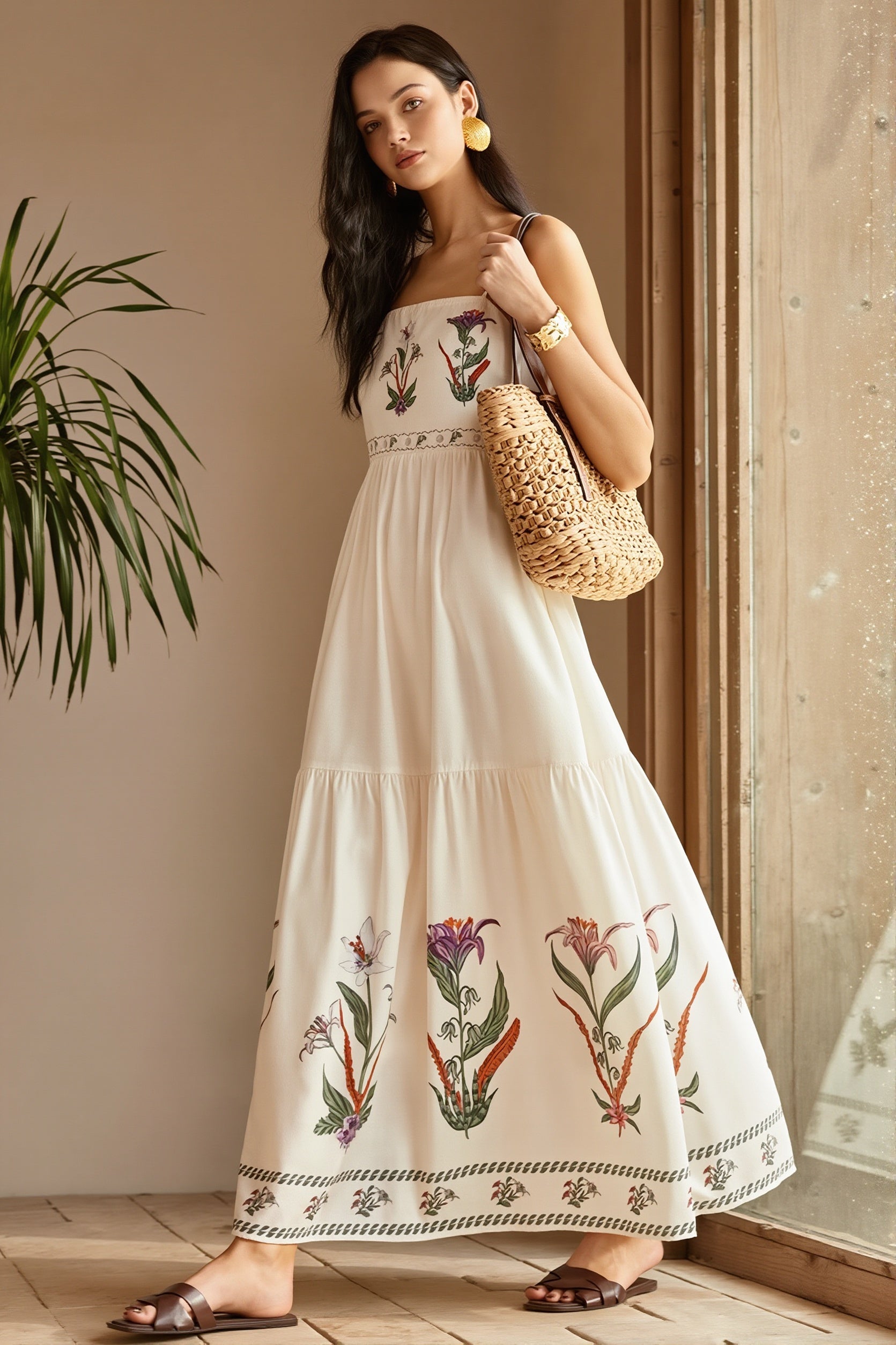 Swing Print Bandeau Cami Boho Dress