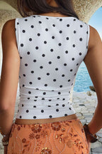 Retro Polka Dot Square Neck Tank Top