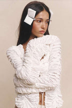 Sexy Cutout Tie-Waist Solid Long-Sleeve Cardigan