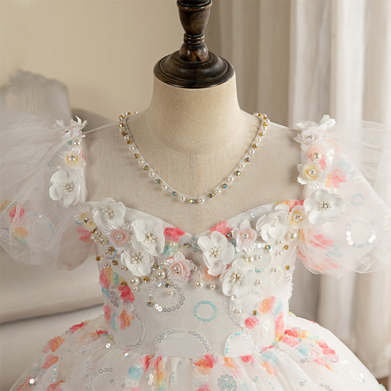 Kommunionkleid für Mädchen, elegantes, bauschiges Kleid für Blumenmädchen, festliches Prinzessinnenkleid für Tauffeiern 