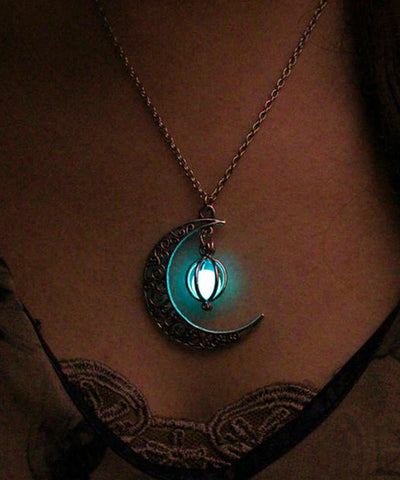 Collar de lazo luminoso con cadena lunar de acero inoxidable único 