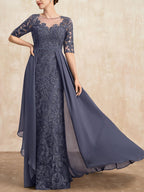 Chiffon-Maxikleid aus Spitze 