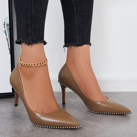 Damen Pumps mit spitzer Zehenpartie und Stilettoabsatz, geschlossene Abendschuhe 