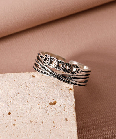 Anillos vintage de monedas de cobre y plata de ley 