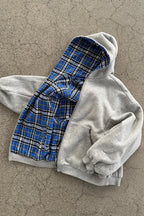 Plaid Patchwork Reversible Zip Hoodie