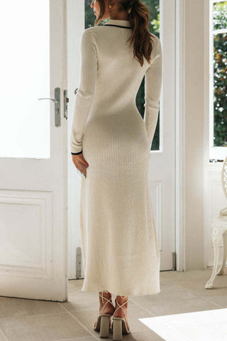 Vestido largo tipo suéter con botones y ribete en contraste de punto Manifest It 