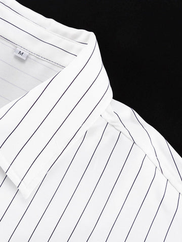 Blusas de solapa a rayas con aberturas laterales, mangas largas y corte irregular 