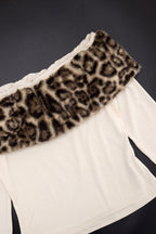 Sexy Asymmetric Fuzzy Off Shoulder Long Sleeve Tee