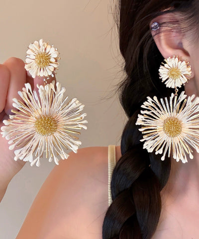 Casual Blue Alloy Sunflower Drop Earrings