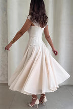 Waisted Square Neck Swing Maxi Dress