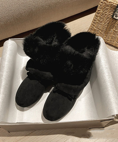 Khakifarbene, bequeme, warme Wildlederstiefel mit flauschiger Wollfütterung 