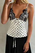 Satin Polka Dot Lace Cami Top