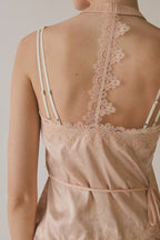Sexy Jacquard Lace Tie Cropped Halter Top