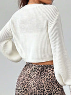 Cropped Button Knit Cardigan