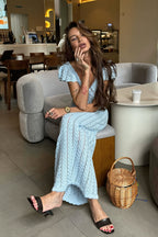 Knit V-Neck Backless Ruffle Maxi Dress