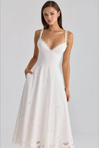 Elegant Embroidered Cutout Cami Maxi Dress