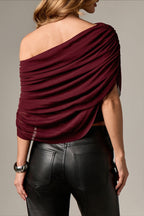 Solid Ruched Cape Loose Blouse