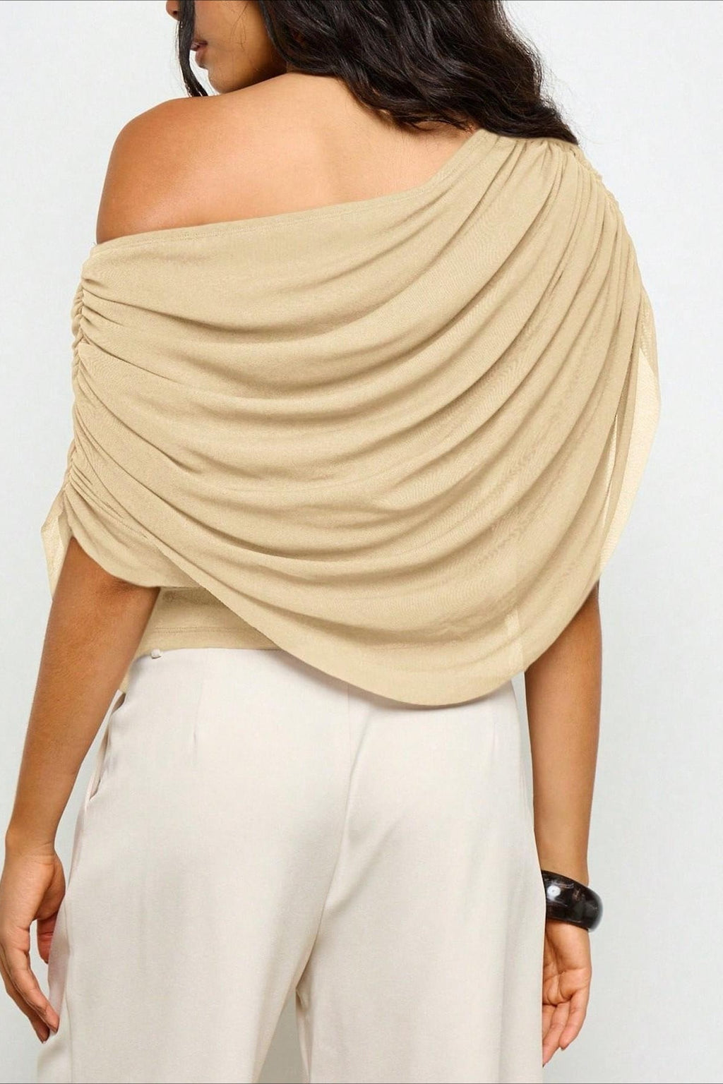 Solid Ruched Cape Loose Blouse