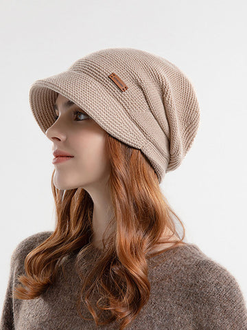Women Winter Casual Knitted Solid Wide Brim Hat