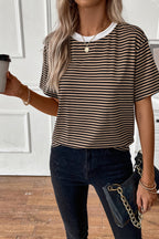 Striped Colorblock Loose T-shirt