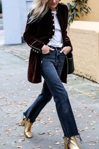 Bohemian Rhapsody – Zweireihiger Mantel mit Klappe aus Samt 