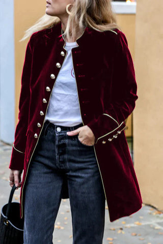 Bohemian Rhapsody – Zweireihiger Mantel mit Klappe aus Samt 