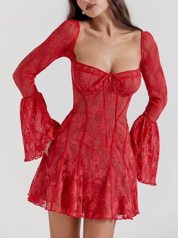 Scarlet Enchantress - Lace Corset Mini Dress