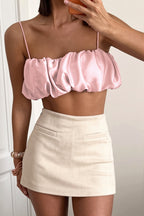 Satin Cropped Sexy Hot Girl Cami Top