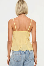 Ruched Sheer Lace Open Back Fitted Cami