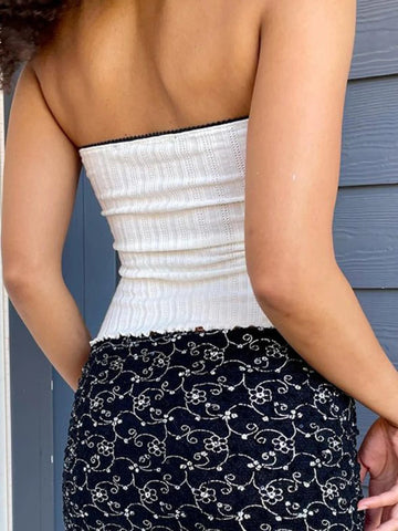 TARUXY - Tops cortos ajustados de malla con empalme para mujer, sin mangas, con hombros descubiertos, sexys, sin espalda, bonitos, con lazo, camisetas cortas para mujer 