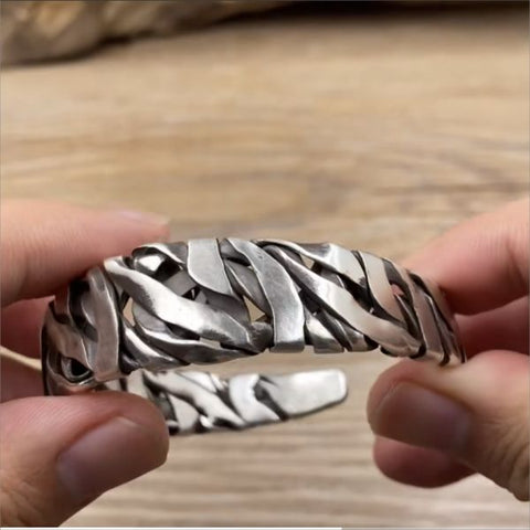 Sterling Silver Wide Face Braided Bracelet