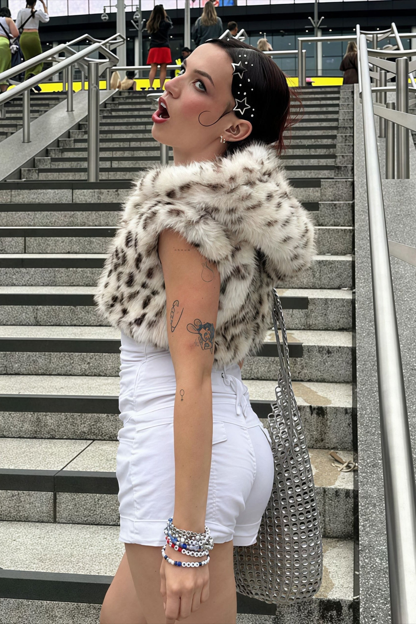 Hooded Leopard Print Fuzzy Cropped Vest