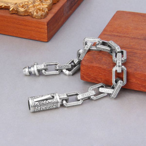 Sterling Silver Vintage Rattan Grass Pattern Bracelet