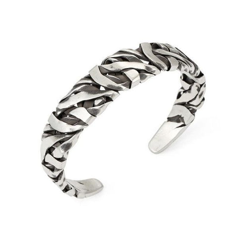 Sterling Silver Wide Face Braided Bracelet