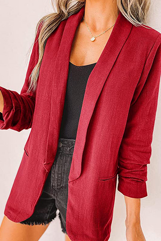 Elegante Oberbekleidung mit einfarbigem Patchwork-Umlegekragen und Taschen (12 Farben) 