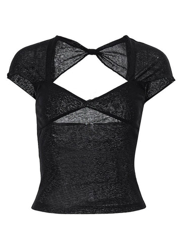 Quadratischer Kragen, Sommer, sexy, rückenfreie Oberteile für Damen, kurzärmelig, elegante Tops, T-Shirts, Skinny Streetwear-Kleidung 