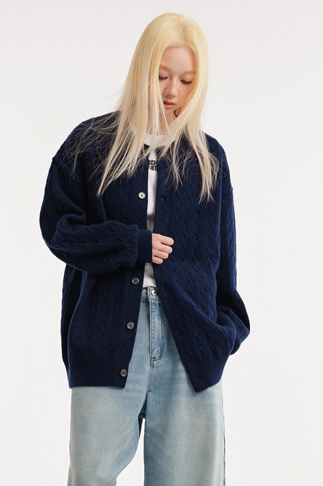 Relaxed Fit Cable Cardigan