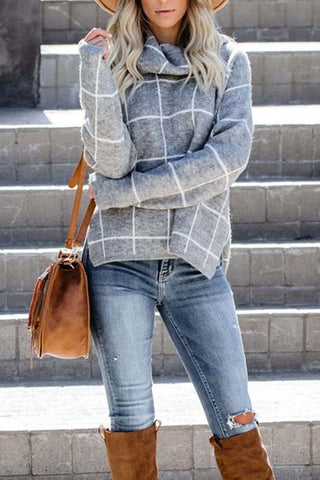 Chicindress Rollkragenpullover mit Karomuster (5 Farben) 