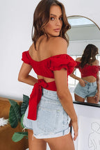 Lantern Sleeve Sexy Pleated Slim Blouse