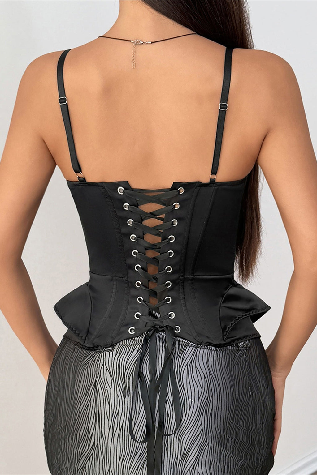 Vintage Heavy Black Patchwork Double Hem Cami Top