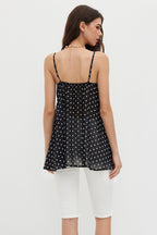 Bow Strap Ruffle Hem Cami Top